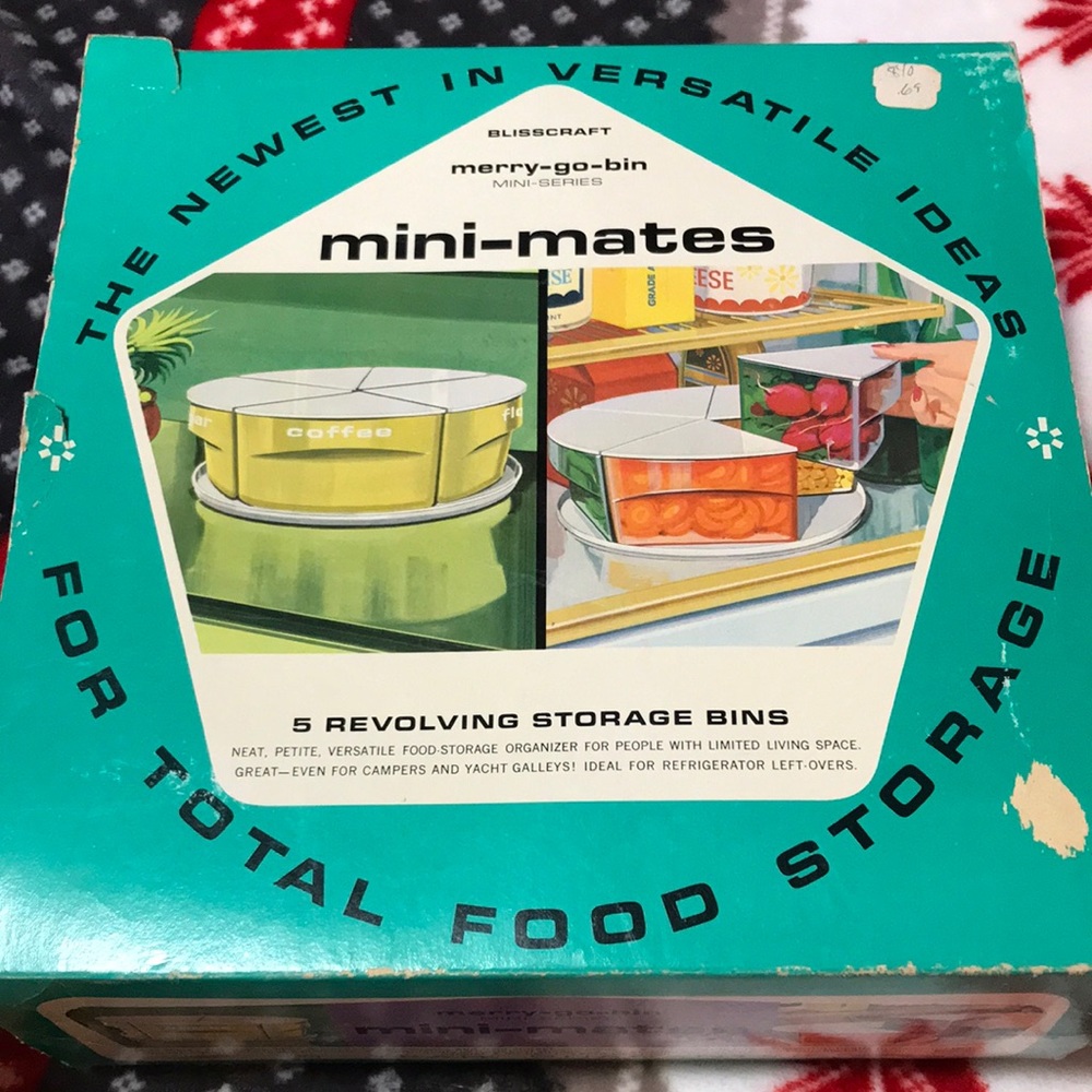 VINTAGE - BLISSCRAFT - MERRY-GO-BIN MINI-MATES STORAGE BINS MISSING TURNTABLE